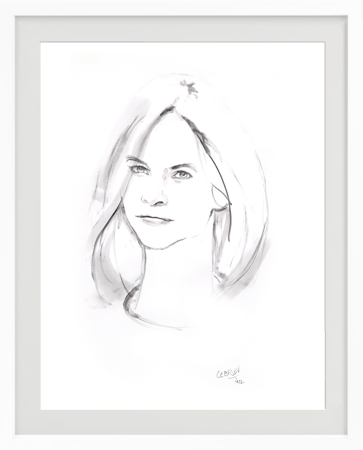 Portrait au lavis de Charlotte Valandray