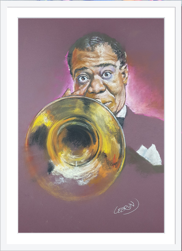 Portrait de Louis Armstrong aux pastels
