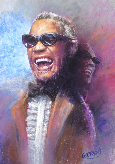 Portrait de Ray Charles aux pastels