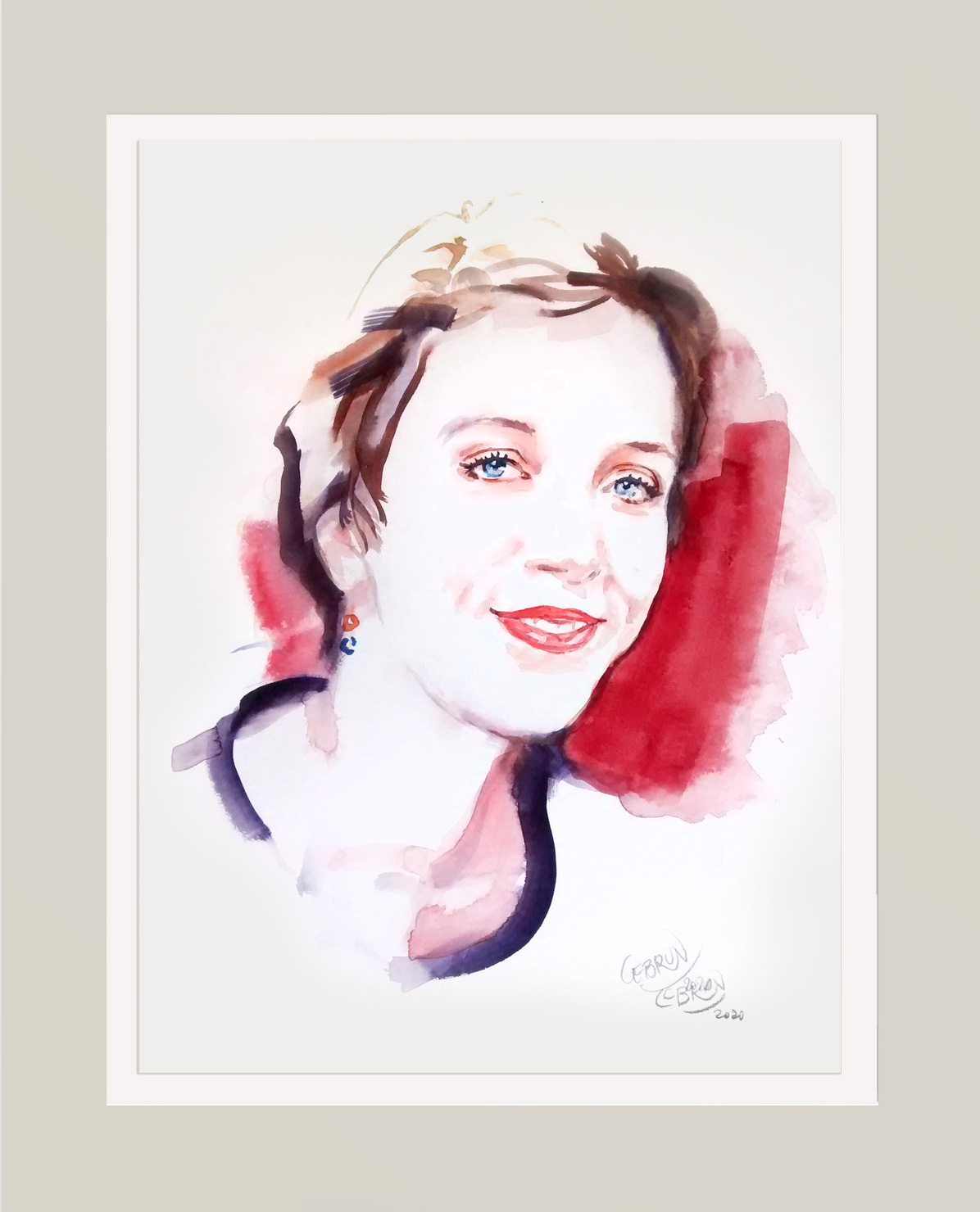 Portrait aquarelle de Sara Giraudeau
