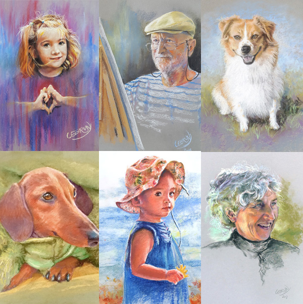 Portrait aux pastels sur commande