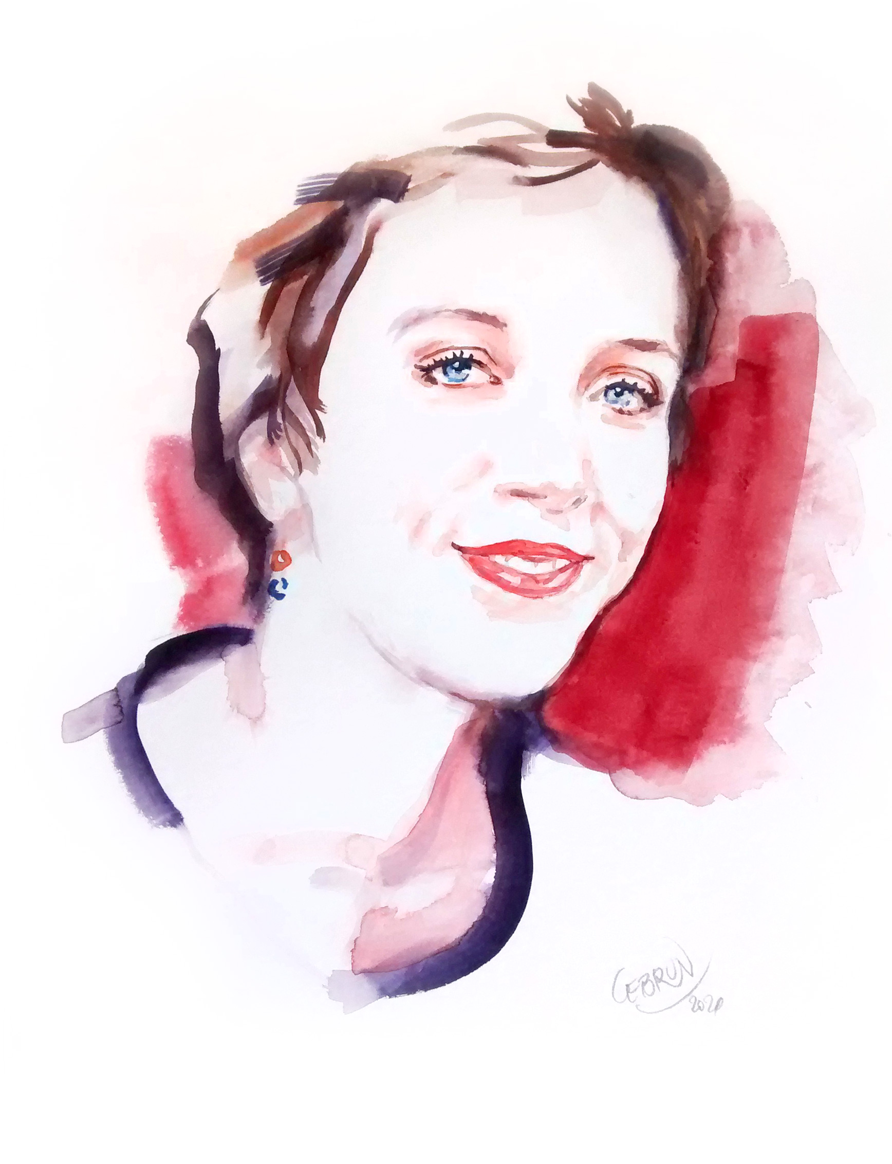 Portrait aquarelle de Sara Giraudeau