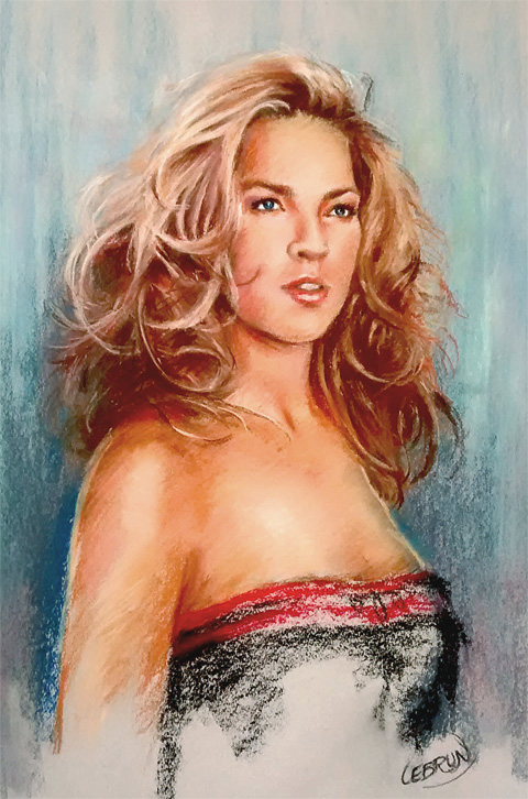 Portrait de Diana Krall aux pastels