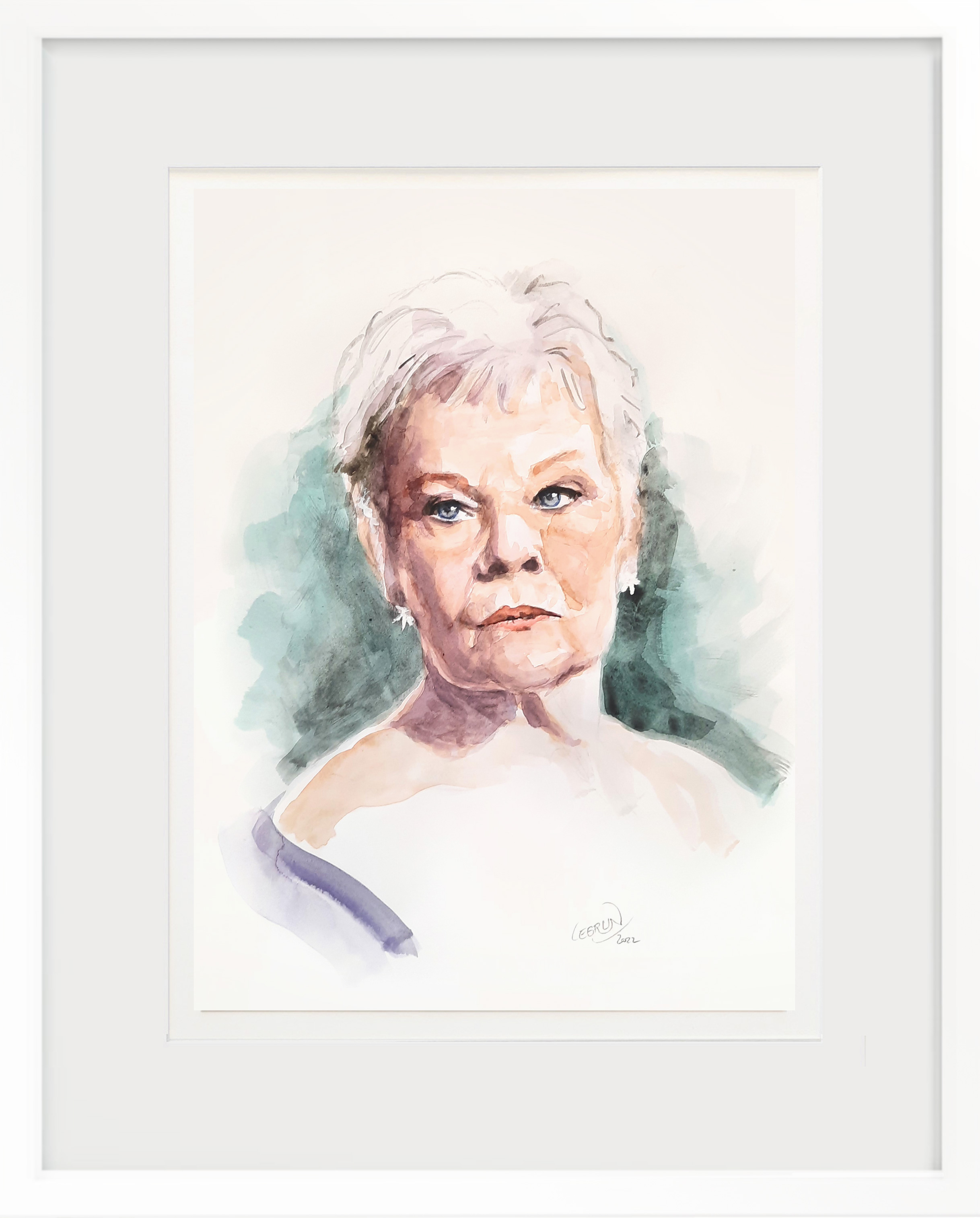 Portrait aquarelle de Judy Dench