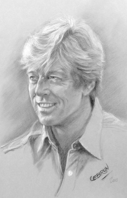 Portrait de Robert Redford au fusain