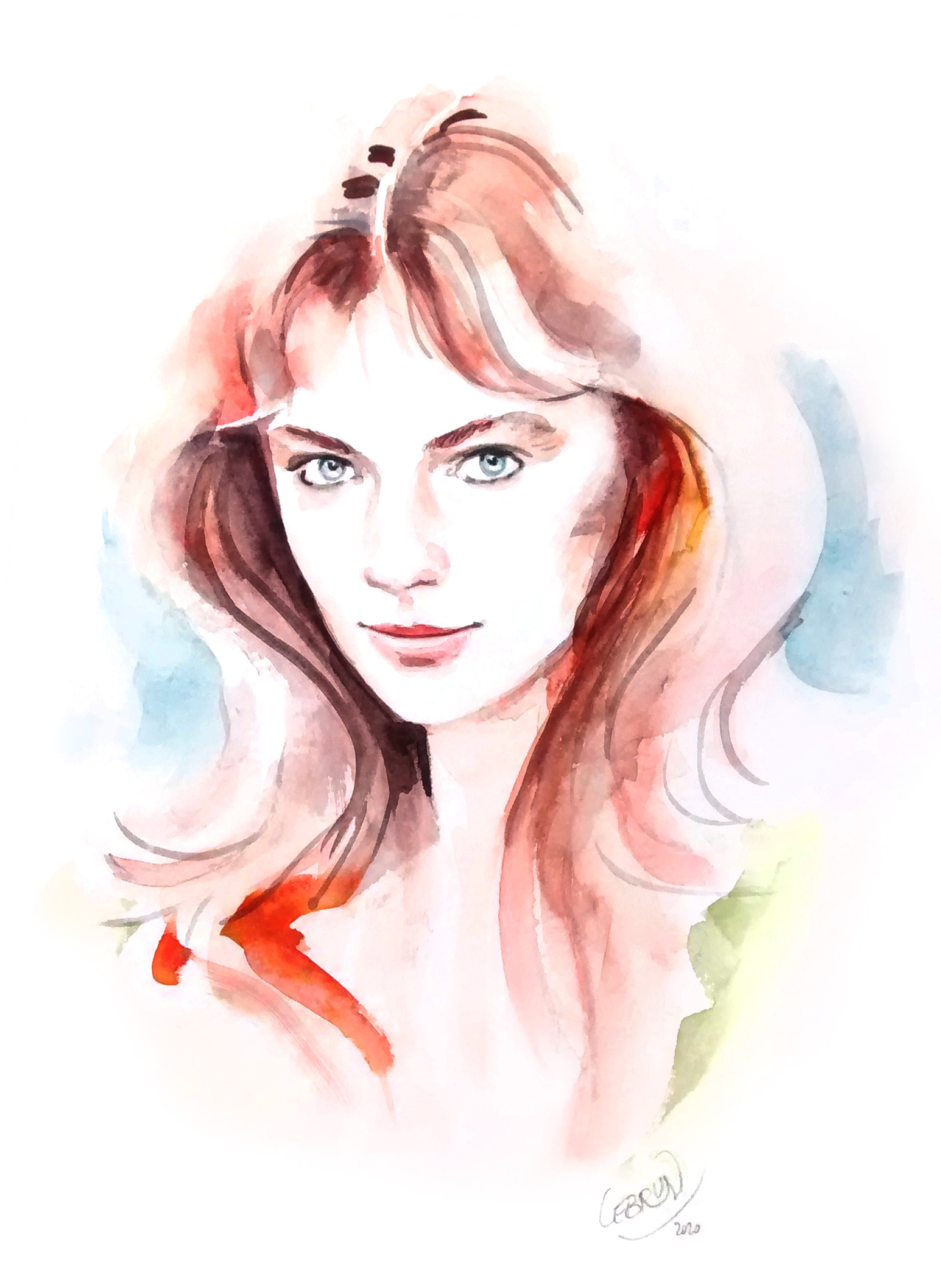 Portrait aquarelle de Jacqueline Bisset