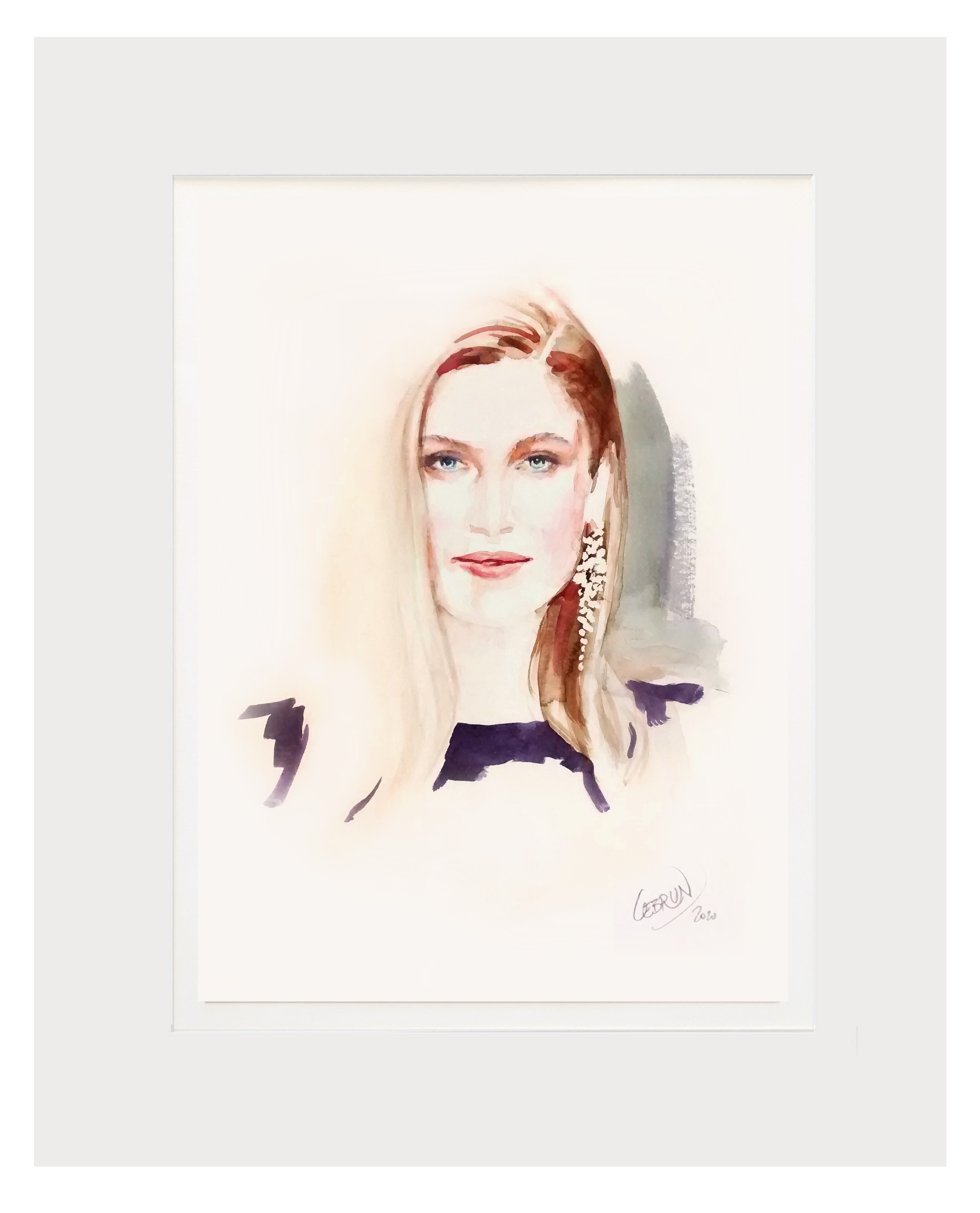 Portrait aquarelle de Lætitia Casta