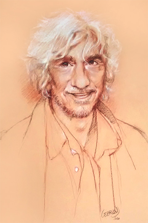 Portrait de Louis Bertignac à la sanguine