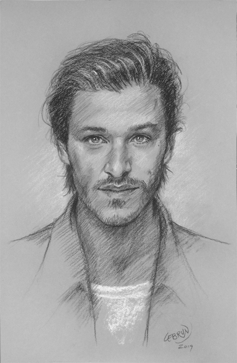Portrait de Gaspard Ulliel au fusain
