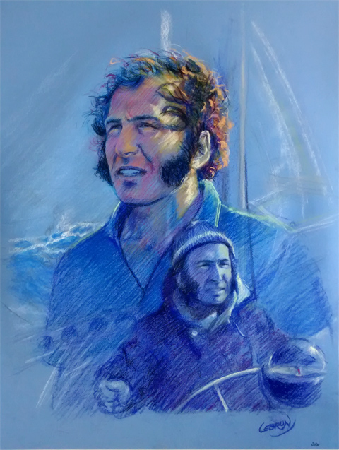 Portrait d'Alain Colas aux pastels