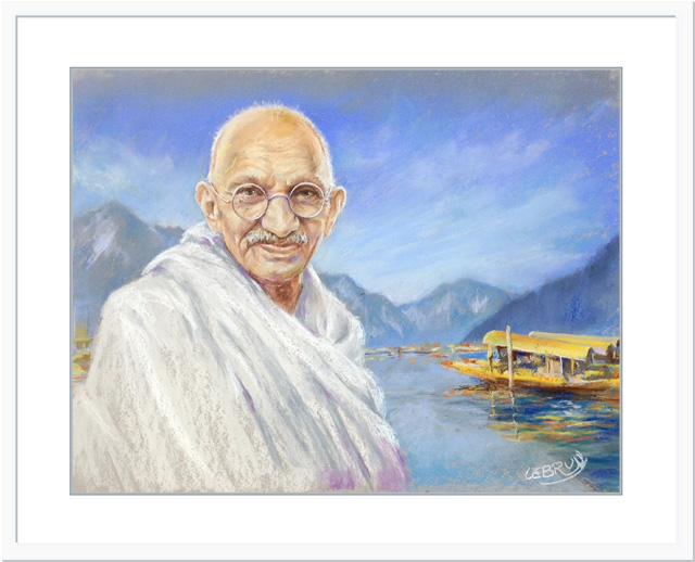 Portrait de Gandhi aux pastels