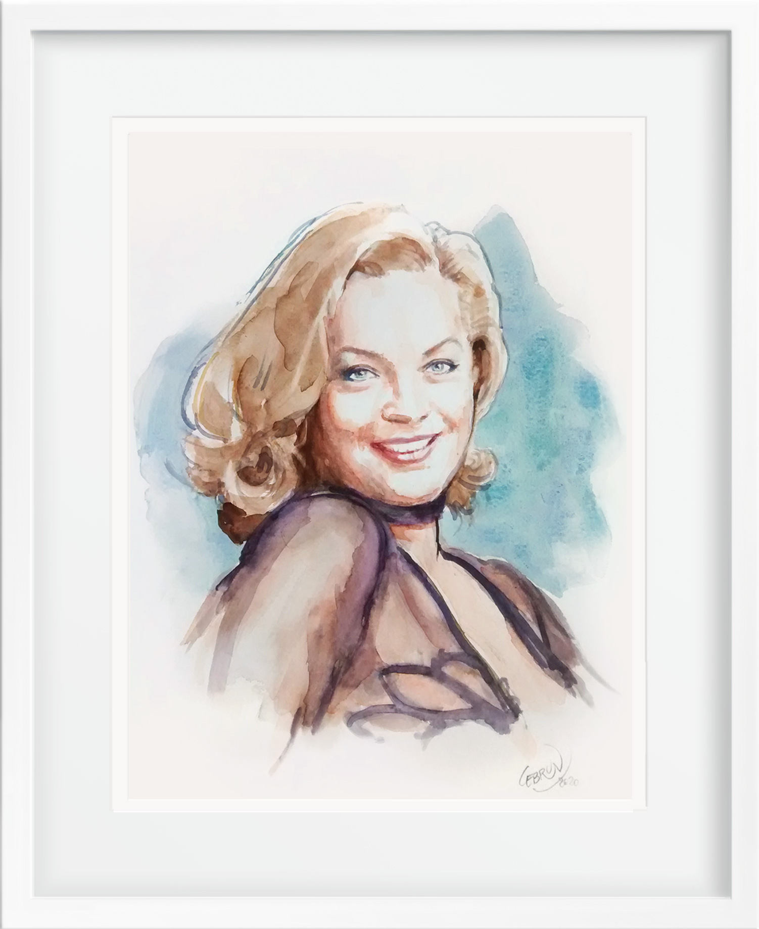 Portrait aquarelle de Romy Schneider