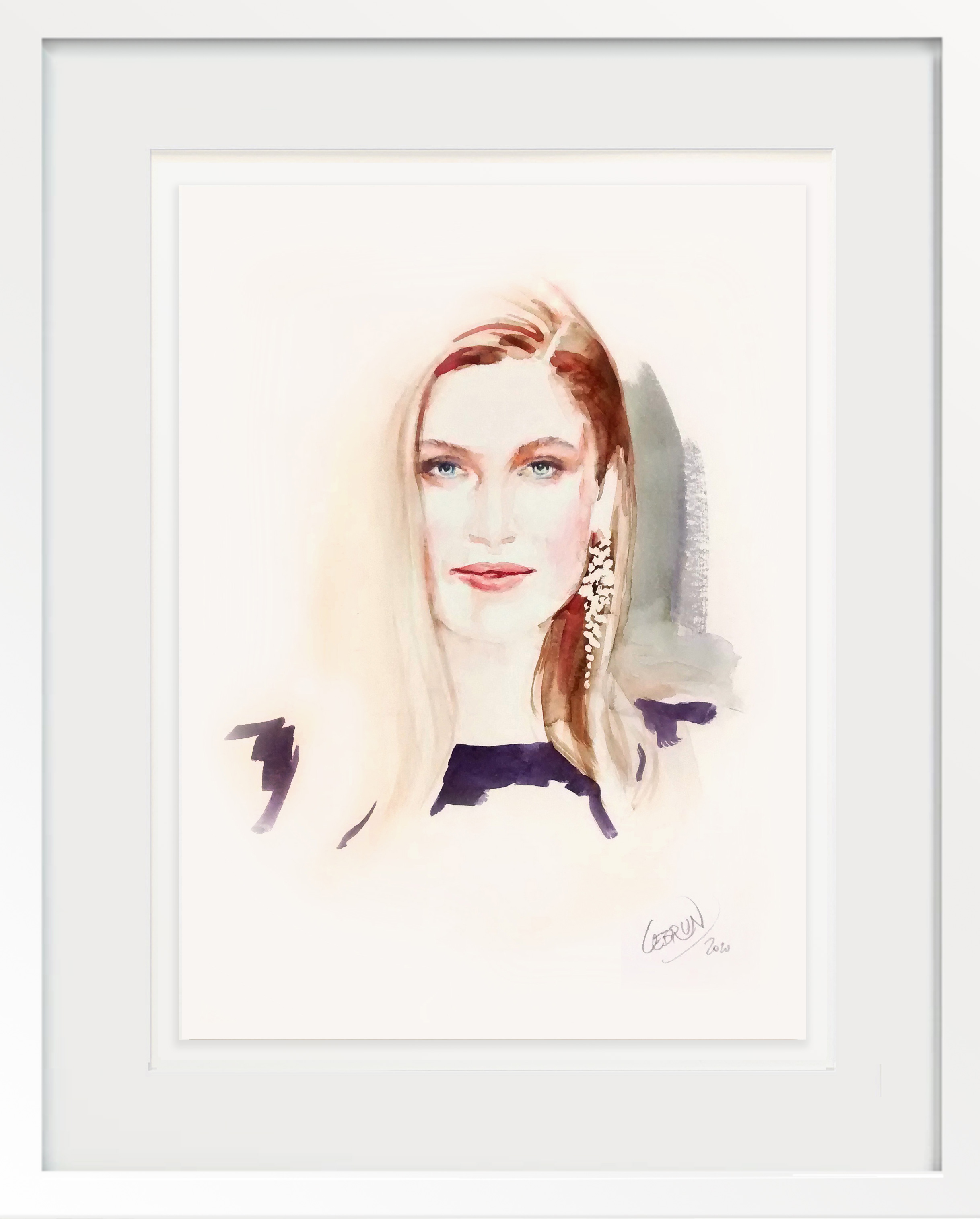 Portrait aquarelle de Lætitia Casta