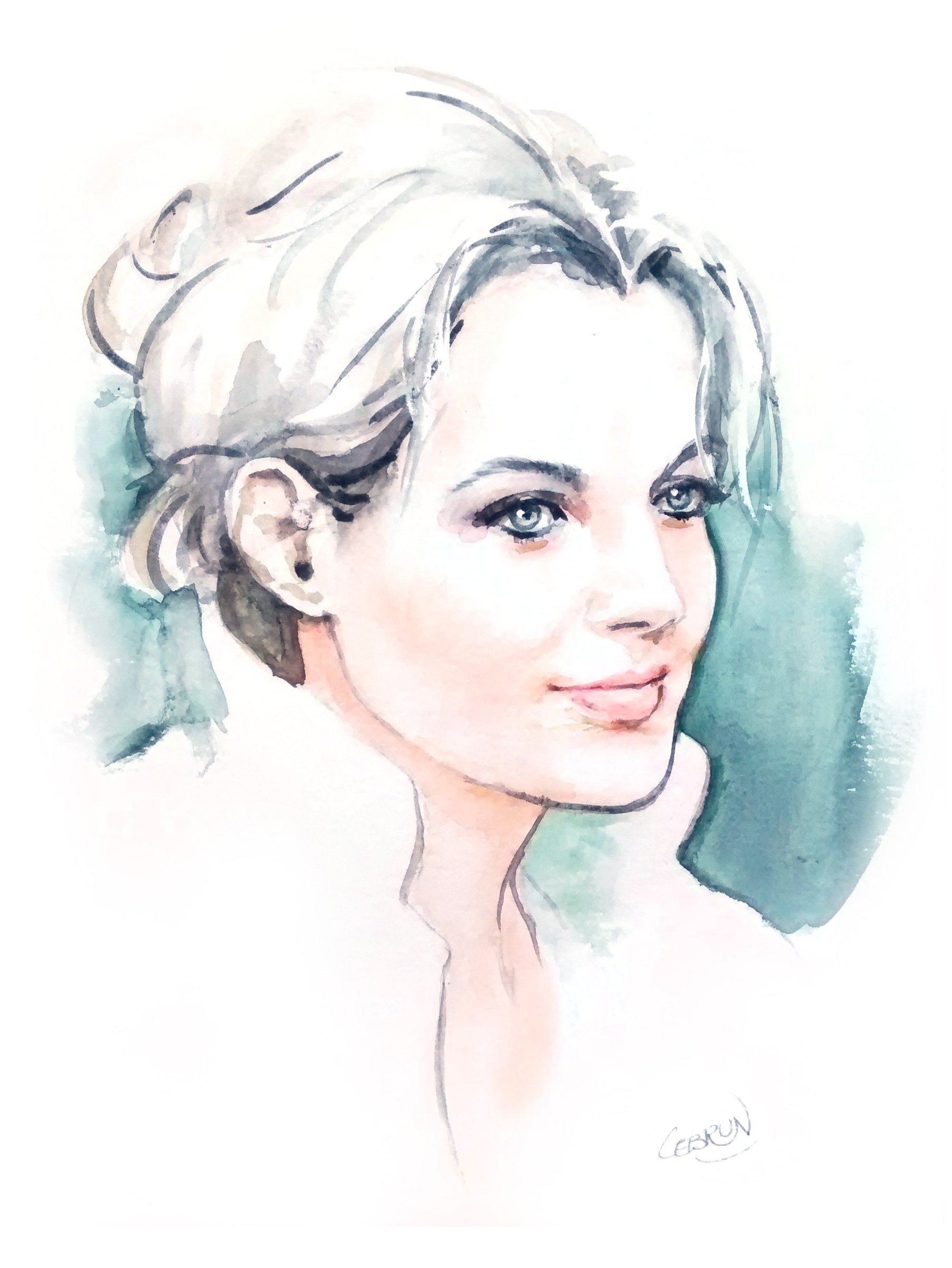 Portrait aquarelle de Romy Schneider