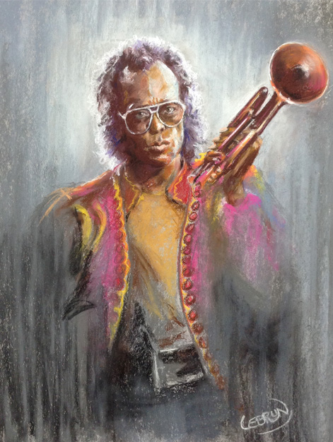 Portrait de Miles Davis aux pastels