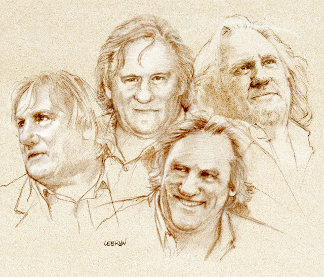 Portraits de Garard Depardieu à la sanguine