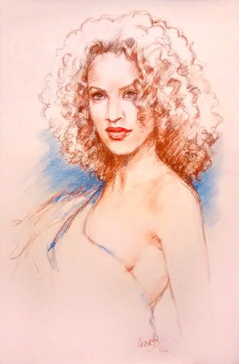 Portrait de Noémie Lenoir à la sanguine