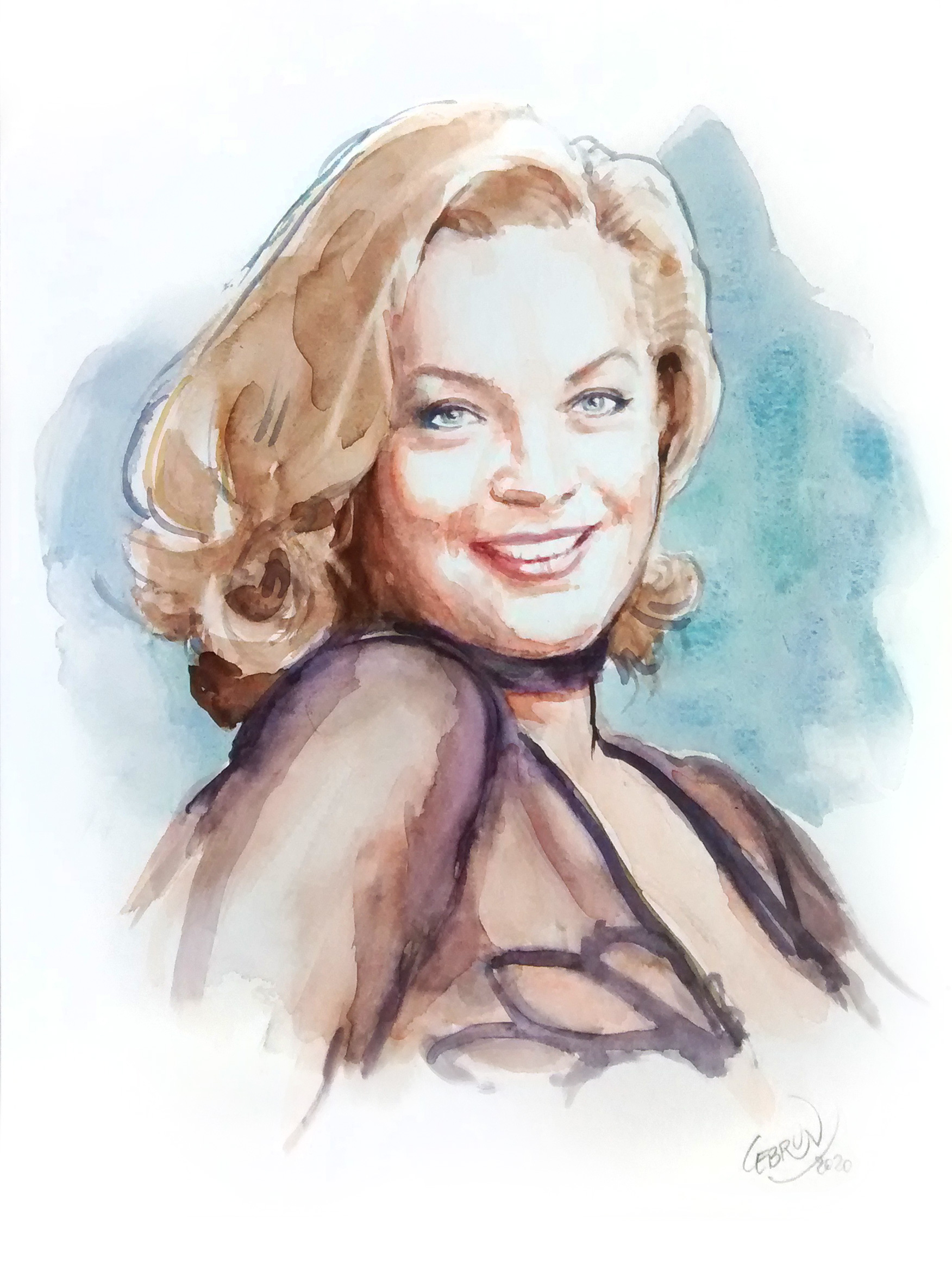 Portrait aquarelle de Romy Schneider