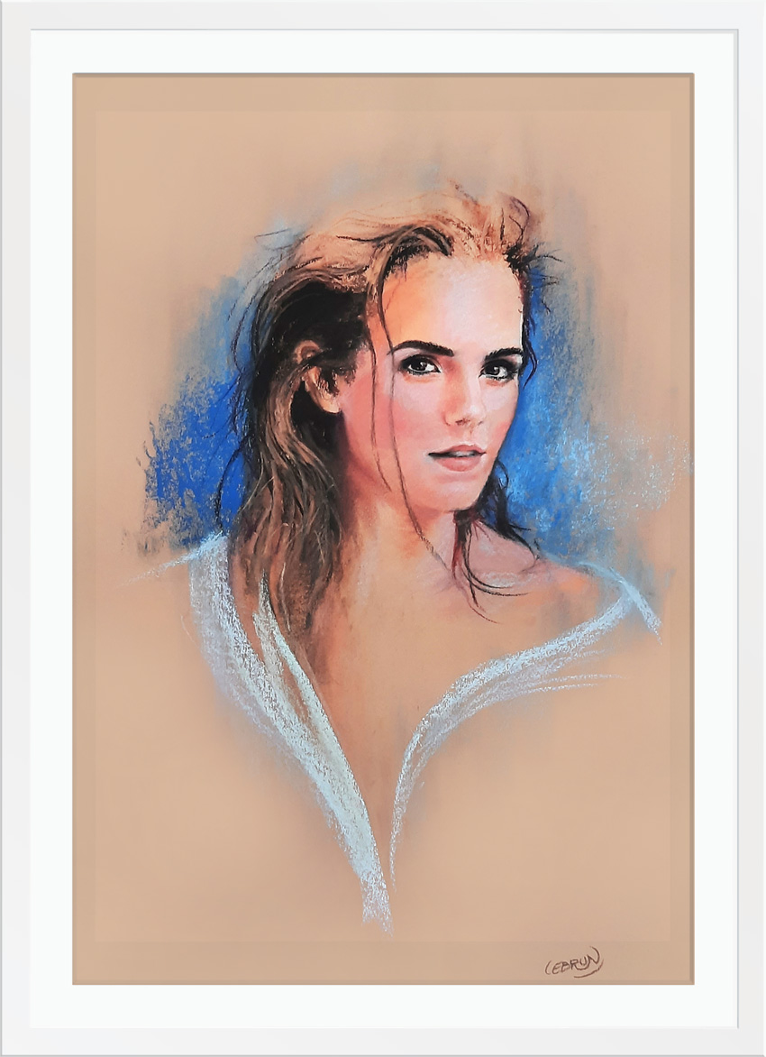 Portrait d'Emma Warson aux pastels