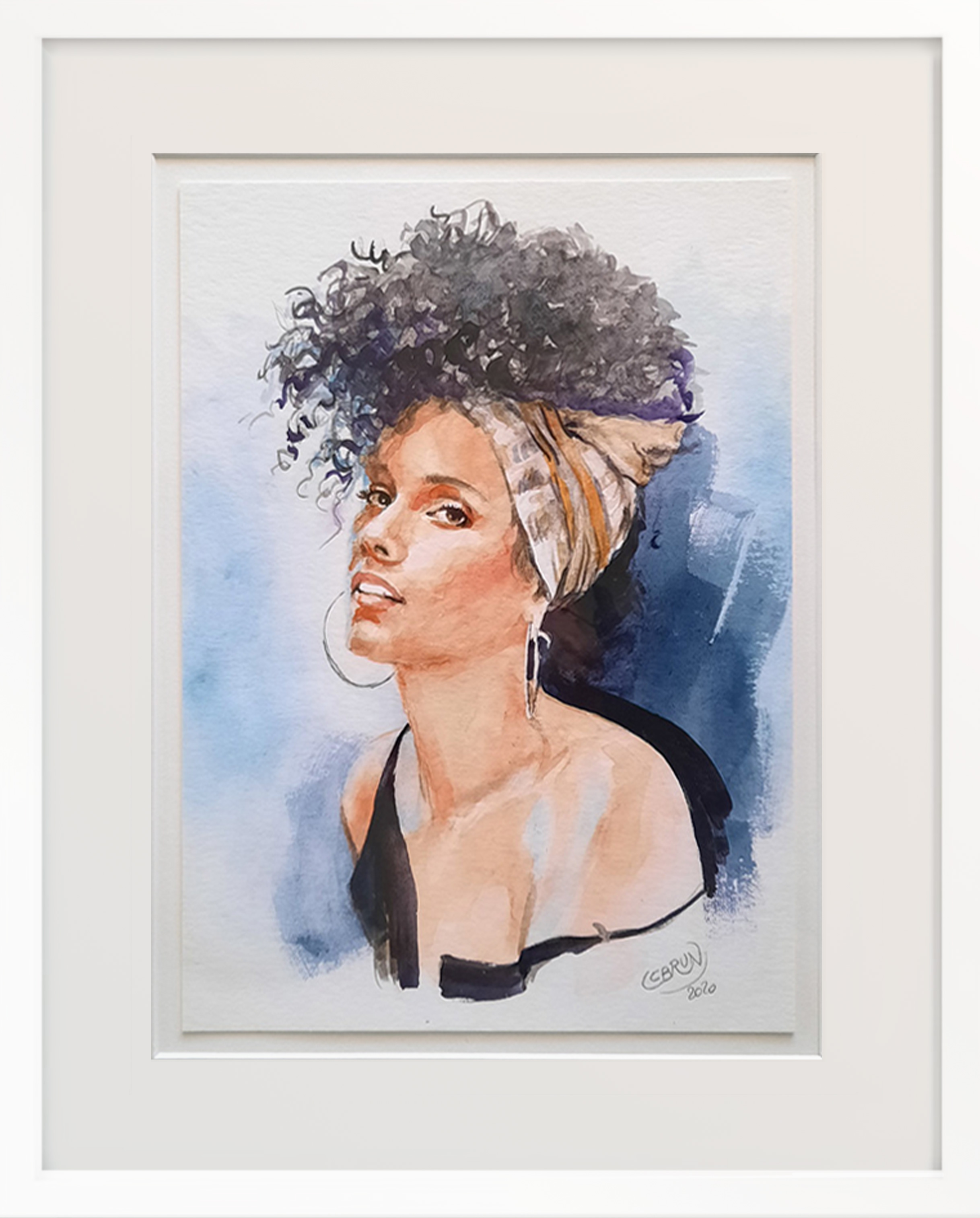Portrait aquarelle d'Alicia Keys