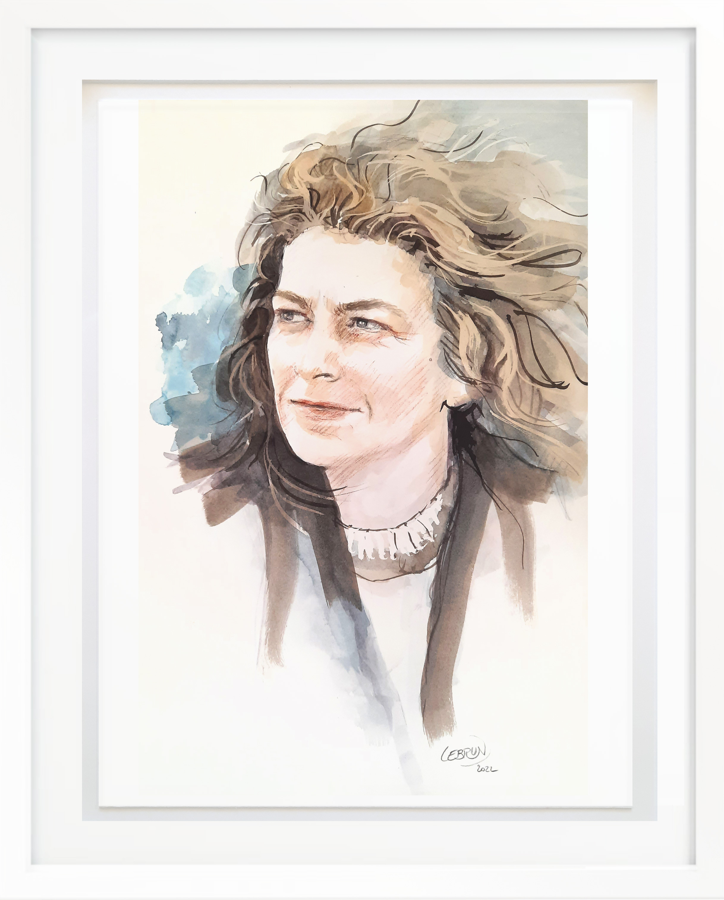 Portrait au lavis de Florence Arthaud