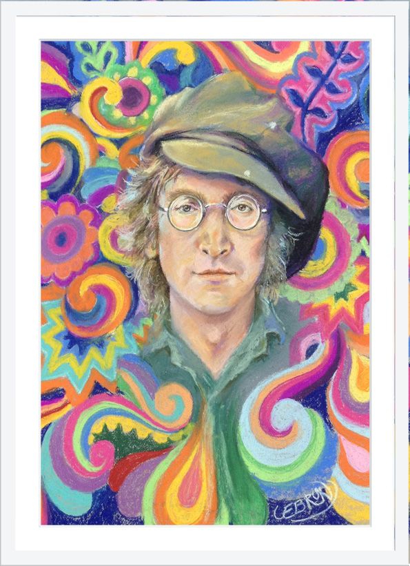 Portrait de John Lennon aux pastels