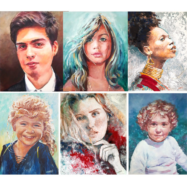 Portrait à l'acrylique sur toile  sur commande