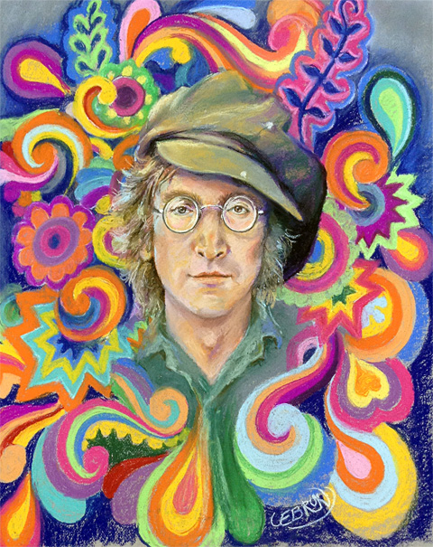 Portrait de John Lennon aux pastels