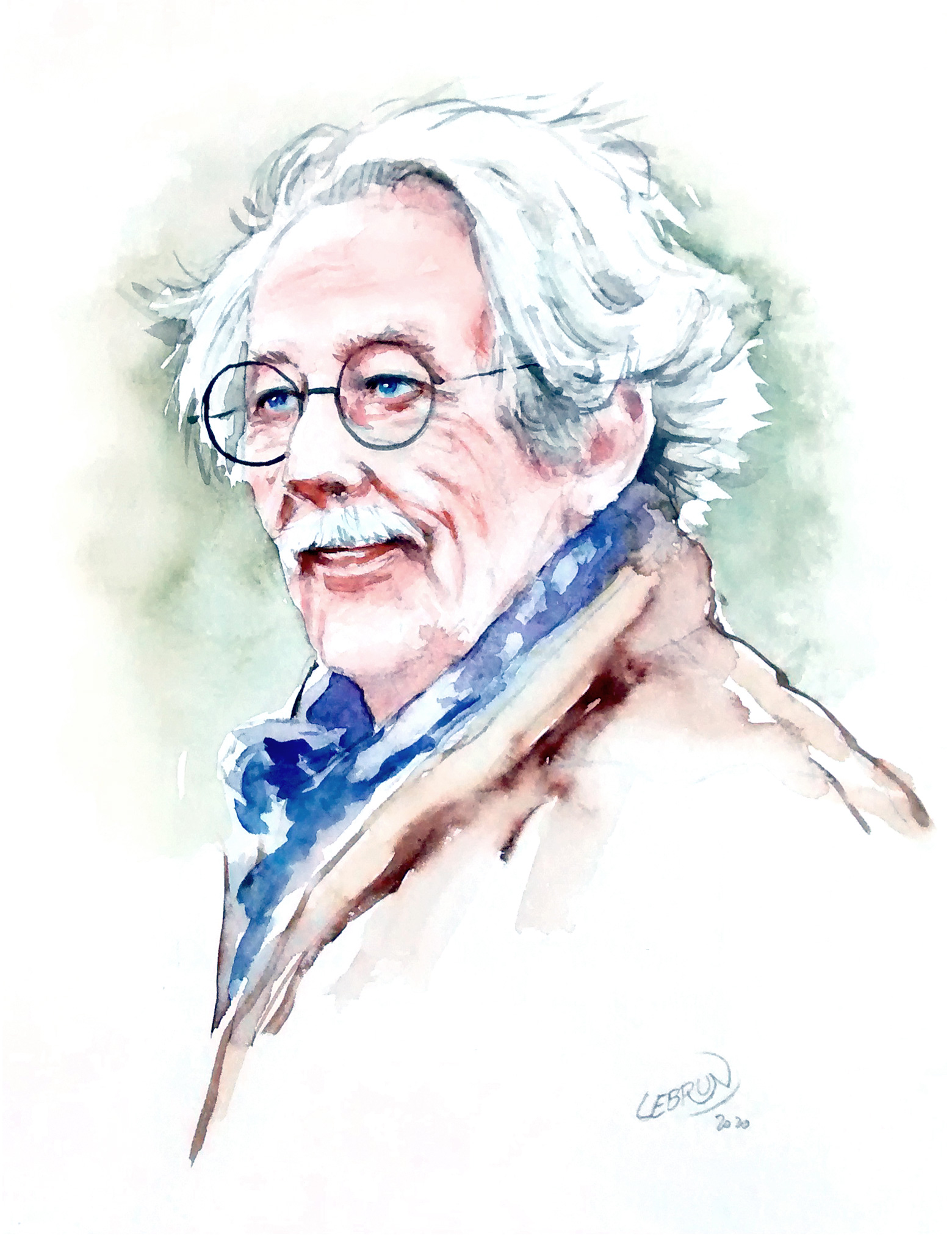 Portrait aquarelle de Jean Rochefort