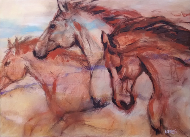 Cavalcade rupestre - Tableau à l'acrylique sur toile