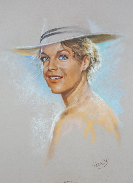 Portrait de Romy Schneider aux pastels