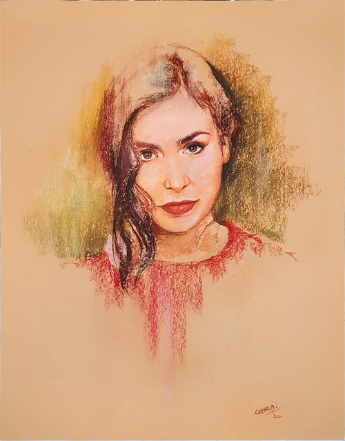 Portrait d'Olivia Ruiz aux pastels