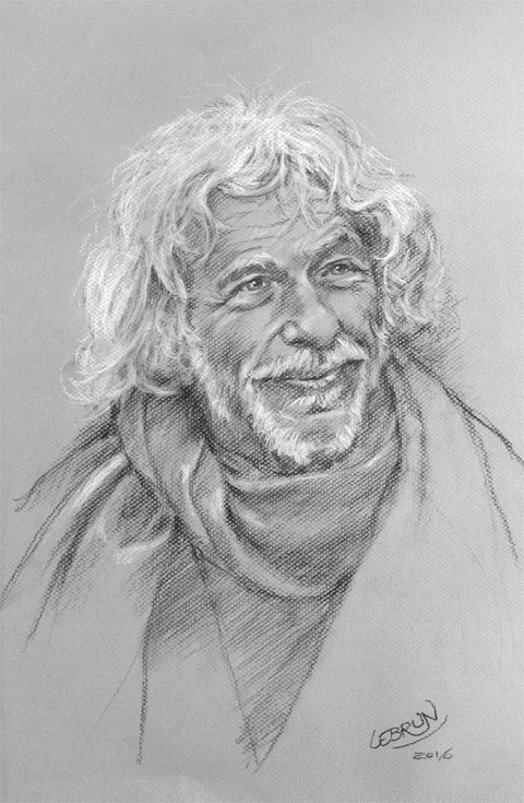 Portrait de Pierre Richard au fusain