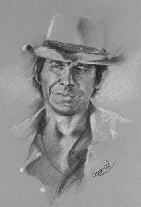 Portrait au fusain de Charles Bronson