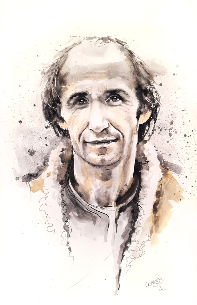 Portrait au lavis de Loïc Caradec