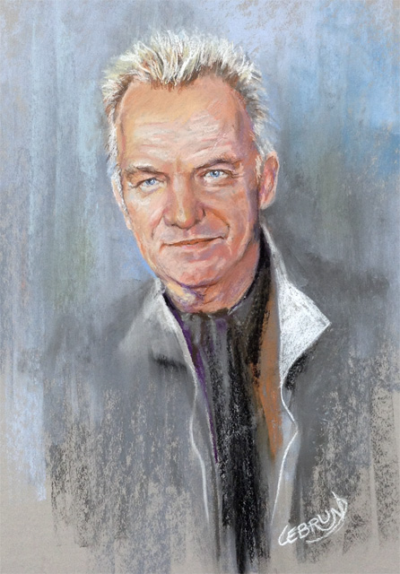 Portrait de Sting aux pastels