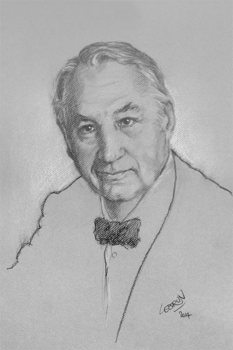 Portrait de Philippe Noiret au fusain