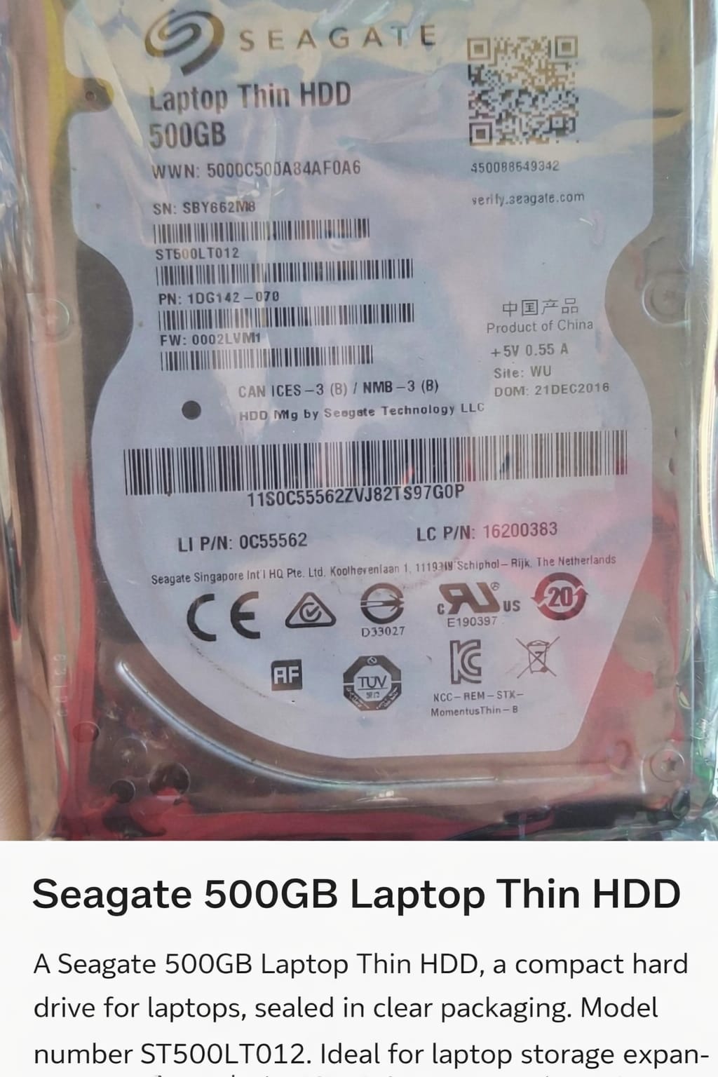 Seagate 500GB Laptop Thin HDD