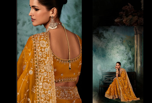 Golden Embroidered Saree