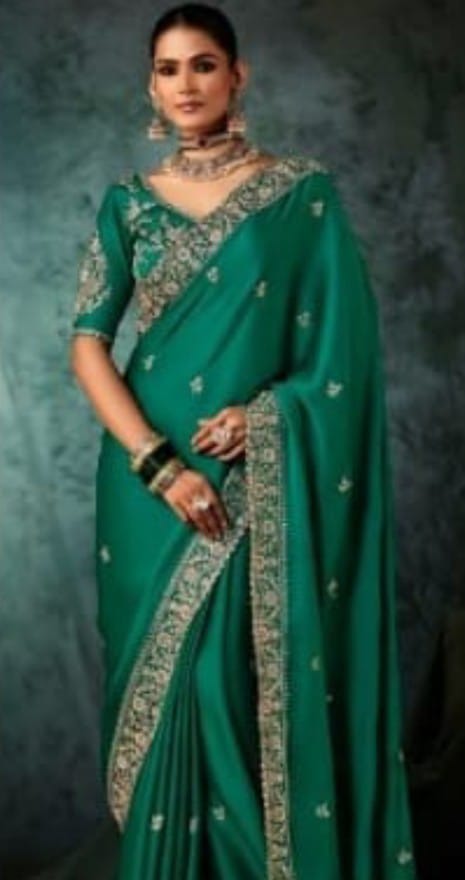 Bridal Embroidered Green Saree
