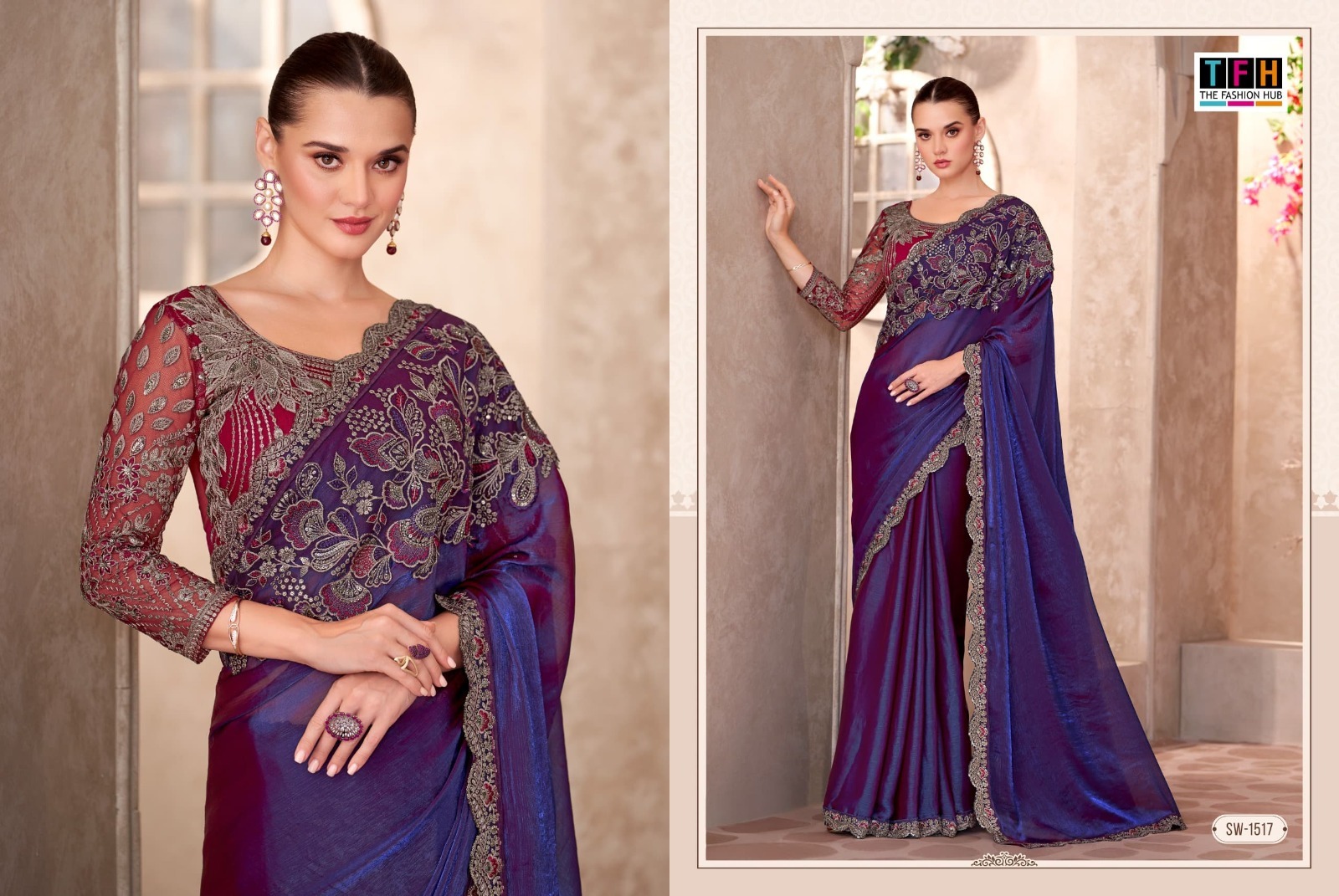 Elegant Purple Designer Saree