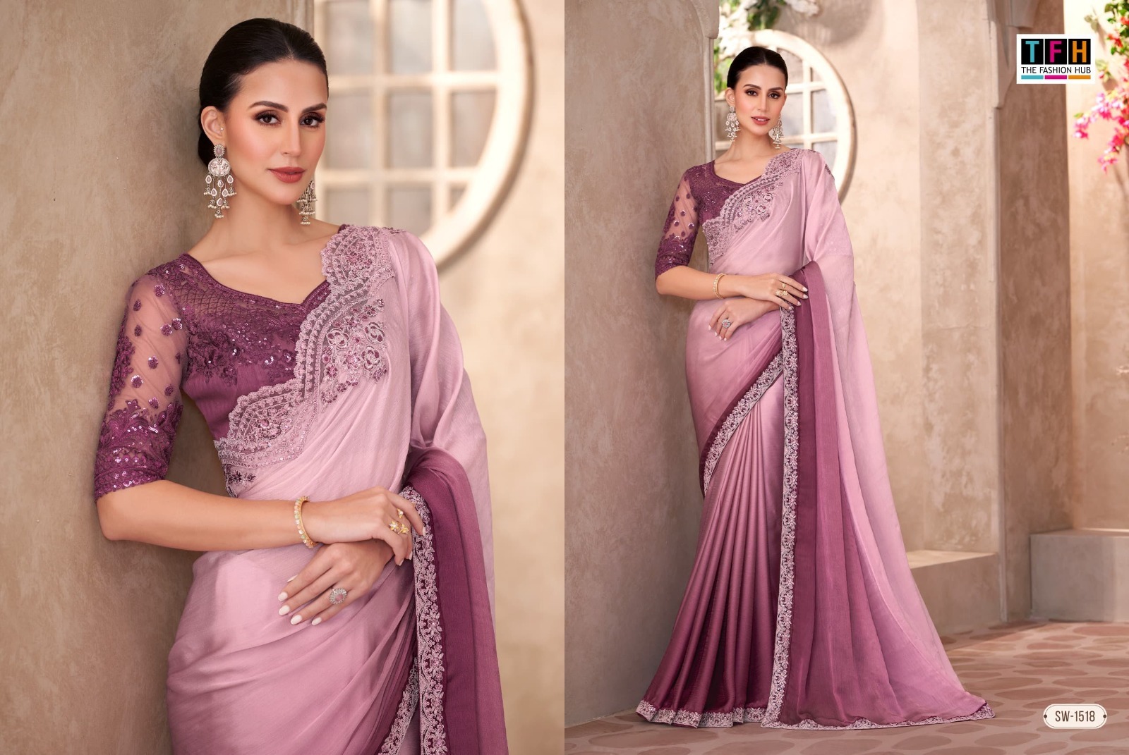 Elegant Lavender Designer Saree