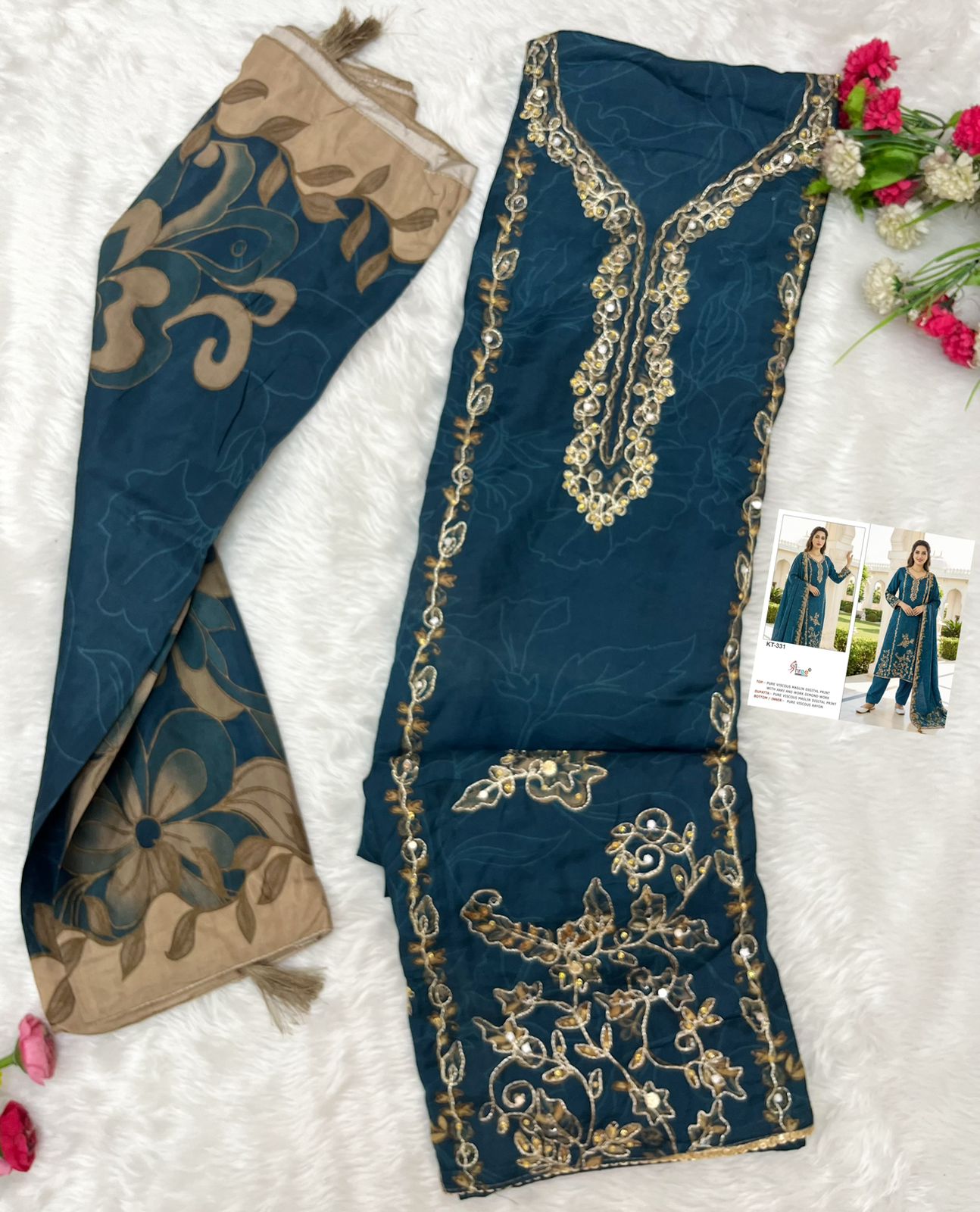 Elegant Viscose Maslin Suit Set