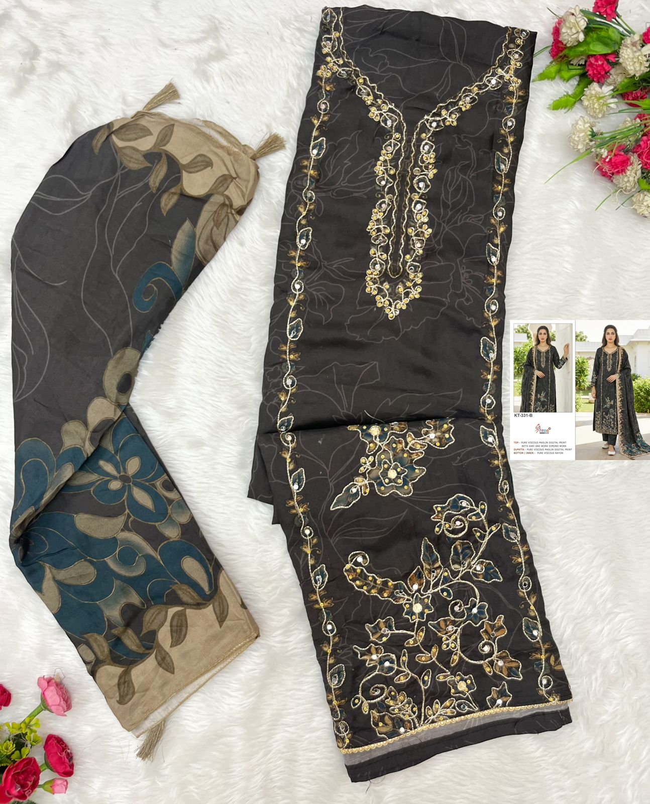 Elegant Viscose Maslin Suit Set