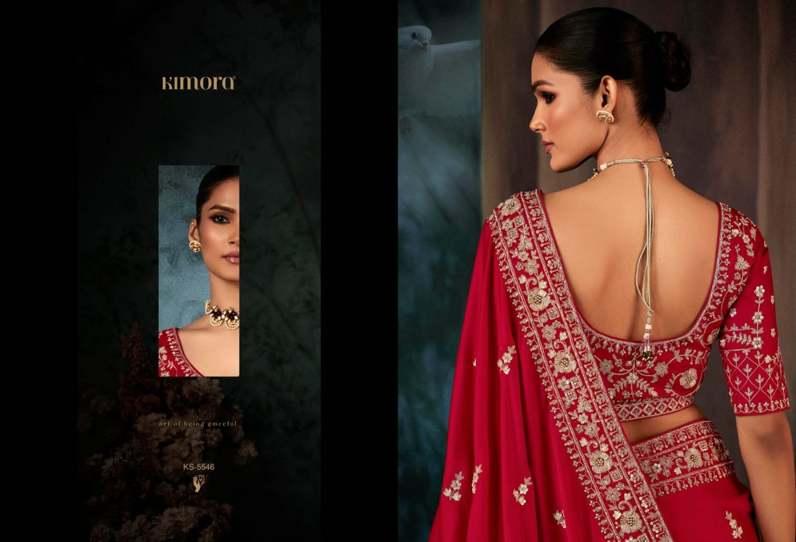 Embroidered Magenta Saree