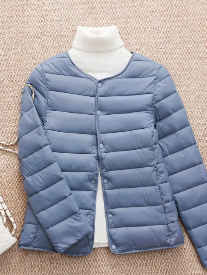 Lightweight Short down Jacket Women's Inner Wear Cotton Coat Thin Autumn Winter Fashion Commute Style Button Closure Polyester Fabric