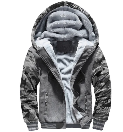 Men's Thicken Jacket Fleece Lining Winter Warm Hooded Coats Mens Windproof Full Zip Down Jackets Casual Outwear Sportswear