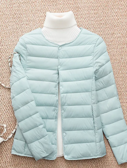 Lightweight Short down Jacket Women's Inner Wear Cotton Coat Thin Autumn Winter Fashion Commute Style Button Closure Polyester Fabric