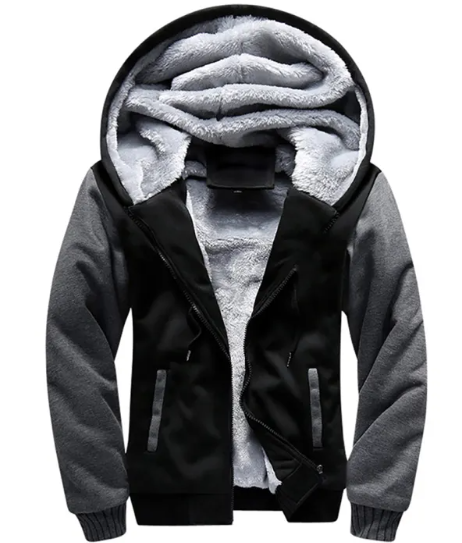 Men's Thicken Jacket Fleece Lining Winter Warm Hooded Coats Mens Windproof Full Zip Down Jackets Casual Outwear Sportswear