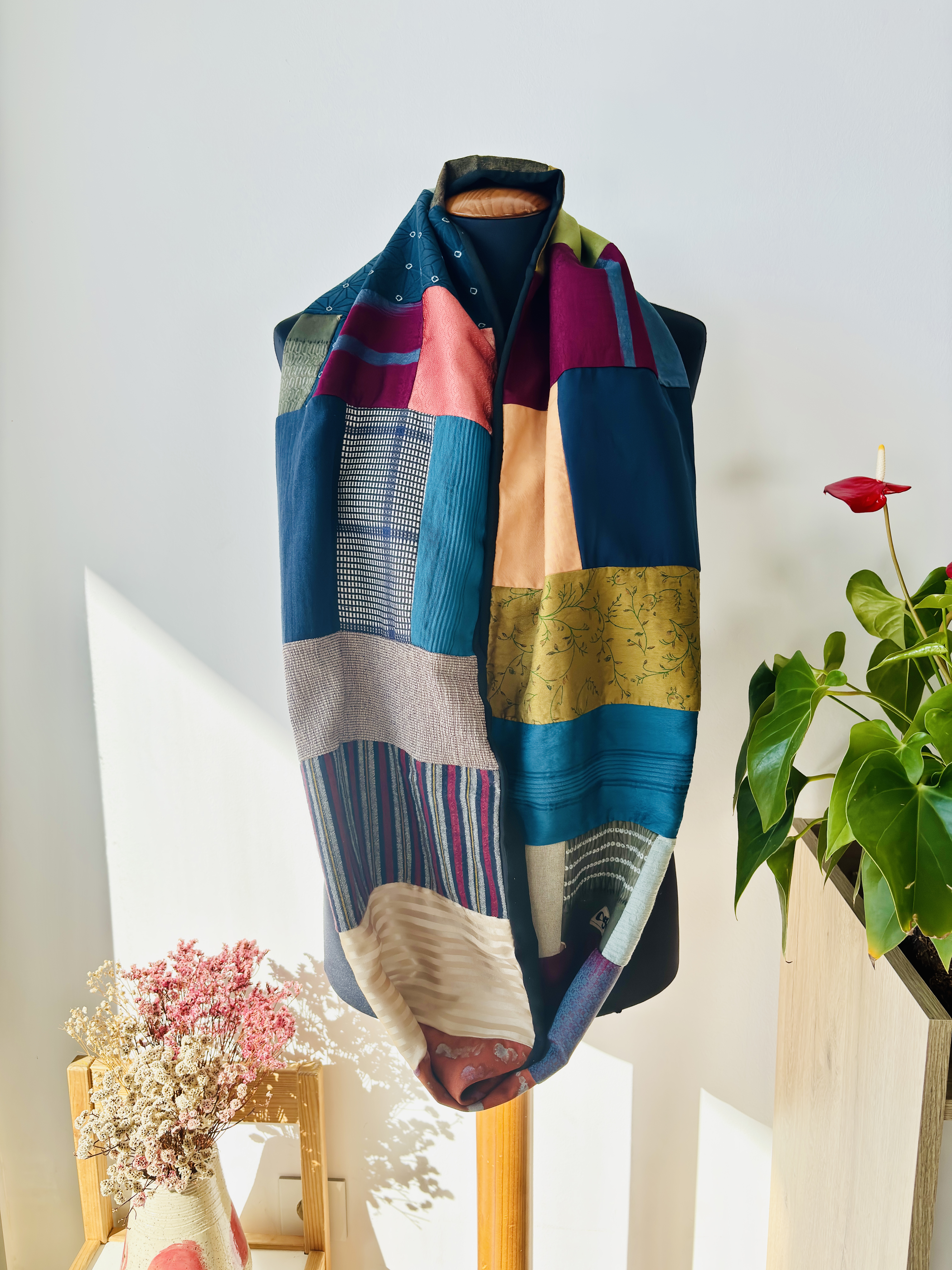 Kimono Fabric Patchwork Scarf S1